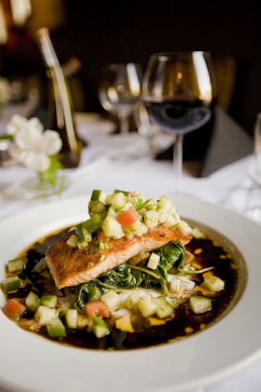 Grilled fish with salad